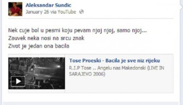 Aleksandar &Scaron;undić_Facebook post