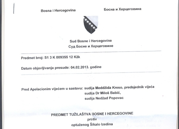 presuda protiv Izedina &Scaron;ikala flash