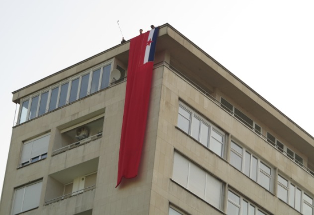 prvomajski protest_zastava SRBiH