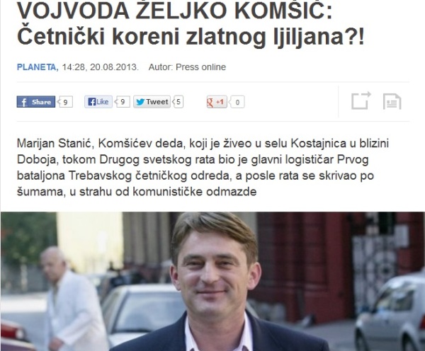 Željko Komšić četnički vojvoda