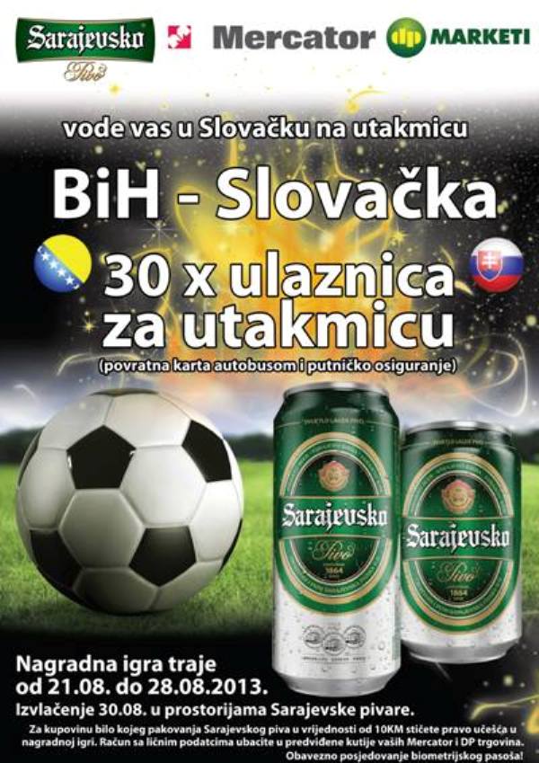 Sarajevsko pivo vodi vas na utakmicu Slovačka-BiH