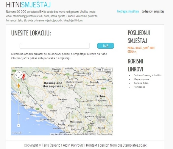 aplikacija Hitni smje&scaron;taj 2