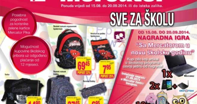 Akcijska ponuda u trgovinama Mercatora i DP Marketa za školarce - uz nagradnu igru!