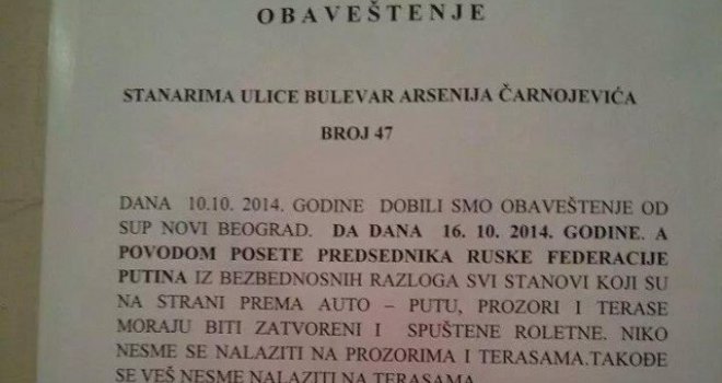 Sklanjajte gaće, ide Putin: Građanima Beograda podijeljena uputstva kako da se ponašaju