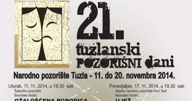 Od 11. do 20. novembra: Predstavom 'Ožalošćena porodica' započinju  Tuzlanski pozorišni dani