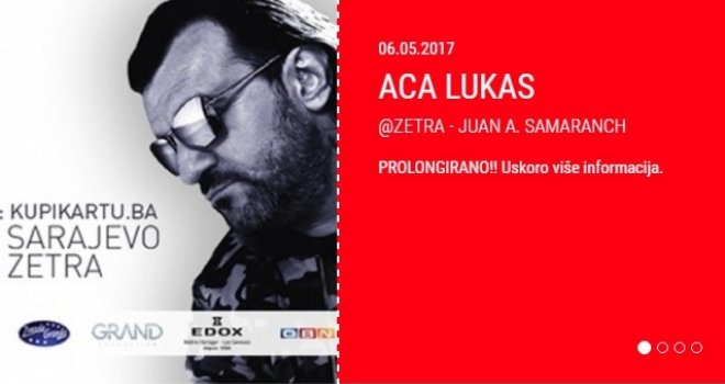 Otkazan koncert Ace Lukasa u Zetri!