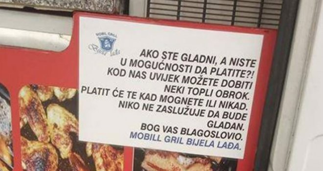 'Jela ima i za one koji nemaju da plate!': Humani gest bh. ugostitelja kakav se rijetko viđa!