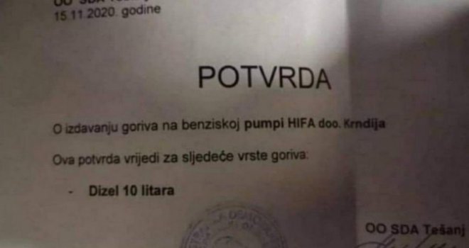 Ko glasa za SDA, dobiva kupon za 10 litara dizel goriva na pumpi Hifa d.o.o Krndija