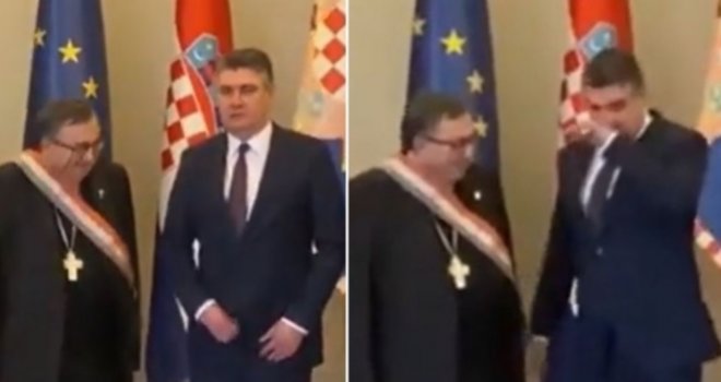 Milanović zakopčavao šlic i brisao nos dok je odlikovao kardinala Puljića