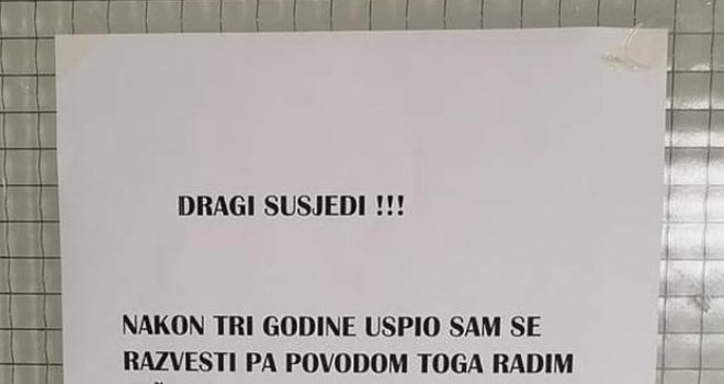 Izvinjenje u haustoru nasmijalo susjede: 'Uspio sam se razvesti pa slavim, izvinite zbog buke!'