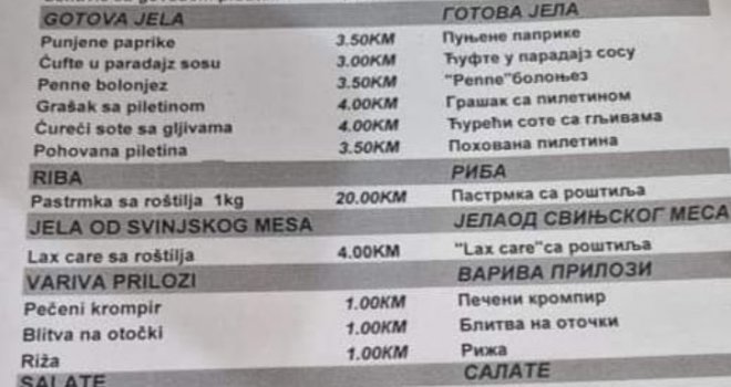 A ti, narode, snalazi se: Parlamentarci danas mogu pojesti biftek s jajetom za 7,80 KM! Pogledajte cijeli meni