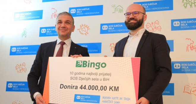 Decenija najboljeg prijateljstva kompanije Bingo i SOS Dječijih sela u BiH: Donacija u iznosu 44.000 KM