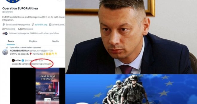 Na EUFOR-ovom zvaničnom Twitter nalogu Nešić nazvan 