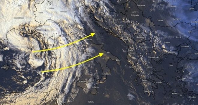 Naći ćemo se pod uticajem dva ciklona, prvi stiže već sutra, drugi u srijedu... A sve to uz saharski pijesak u zraku