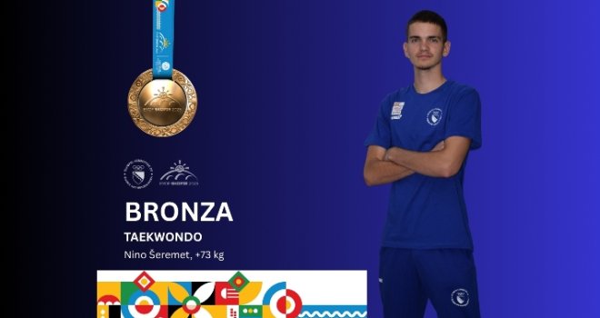 Četvrta medalja za BiH na EYOF-u Skoplje 2025: Mladi reprezentativac u teakwandou Nino Šeremet osvojio bronzu!