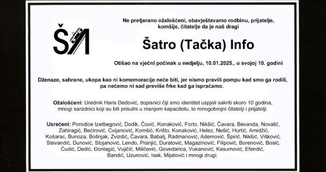 Portal 'Šatro Info' odlazi na vječni počinak: 'Psovali su nam majke, djecu, prijetili batinama, ubistvima, zvali...'