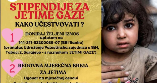 Palestinska zajednica u BiH uputila apel za pomoć djeci bez roditelja u Gazi