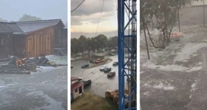 Snažno nevrijeme stiglo u BiH: Pljušte kiša i led, grmi i puše jak vjetar